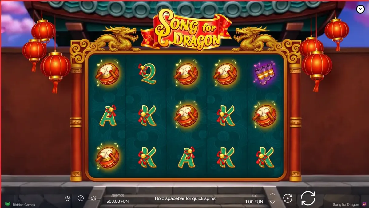 Song for Dragon স্লট গেমের ড্রাগন এবং মন্দিরের থিমযুক্ত ভিজ্যুয়াল
